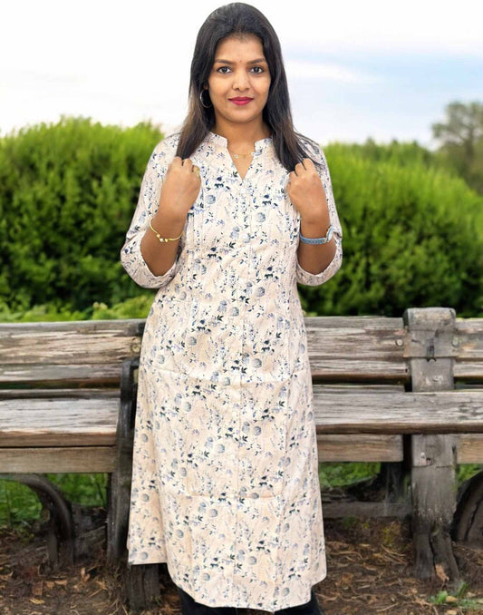 151224C (E4378) PREMIUM KURTI - Ivory