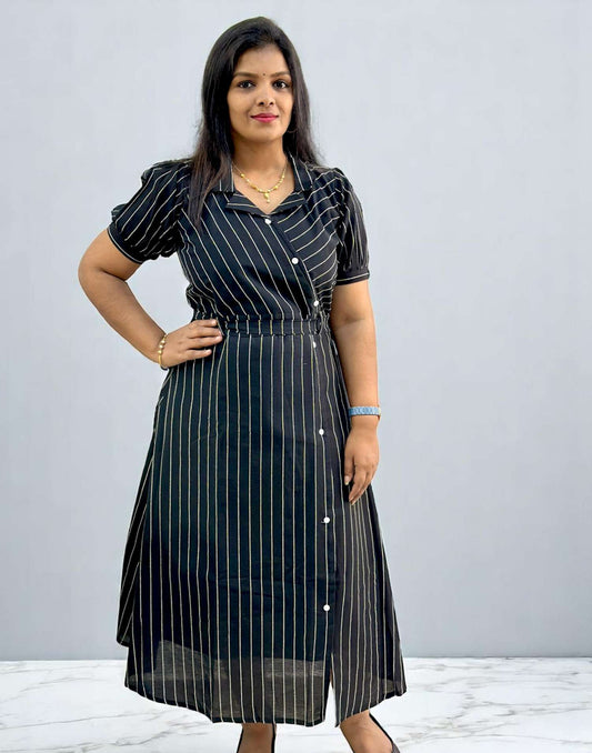 060525M (E6064) COTTON DRESSES - Black