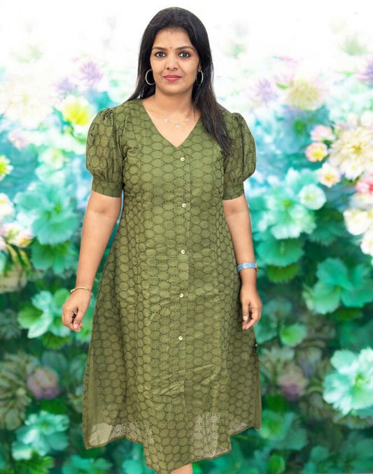 181224C (E4419) TRENDY KURTI - Olive Green