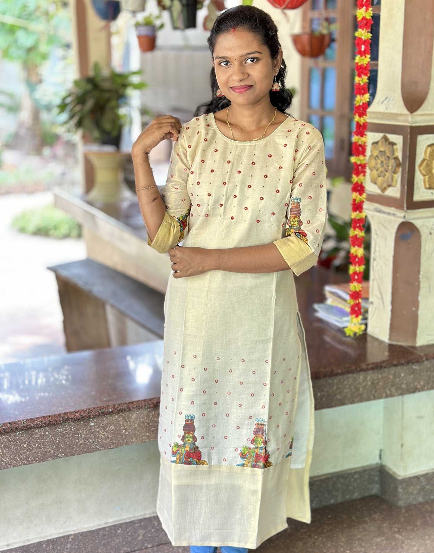 130824A (E4131) ONAM SPECIAL KURTI - Golden 2