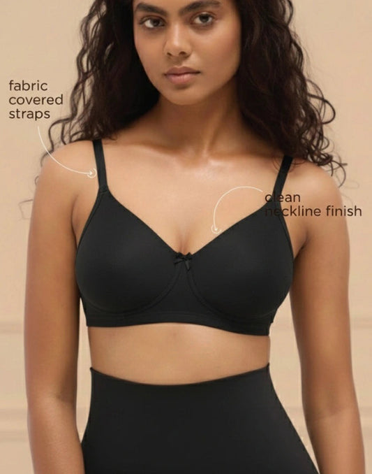 NON PADDED T-SHIRT BRA BLOSSOM ESSENTIAL BLACK E3179 210625BR - ELENTRA DESIGNS BY NIMI HEINS
