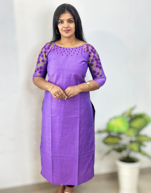 060925EK - DESIGNER EMBROIDERY KURTI - Lavender