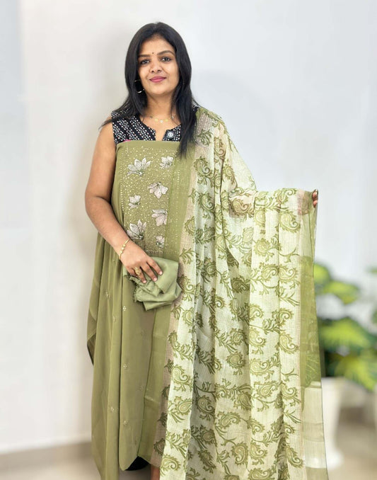 090925ML (E6481) UN-STITCHED SETS - Pastel Green