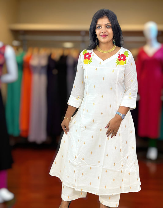 240825EK (E6416) ONAM SPECIAL CO-ORD SET - Red