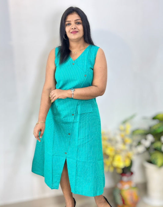 020925DK (E6473) DRESS KURTI - Rama Green