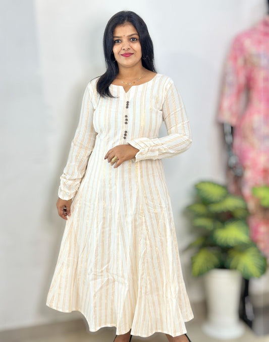 290825EK (E6453) ONAM SPECIAL PANEL CUT ANARKALI - Stripe