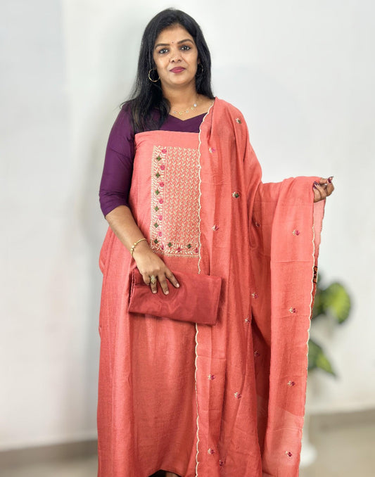 180925ML (E6243-6485) UN-STITCHED SETS - Peach