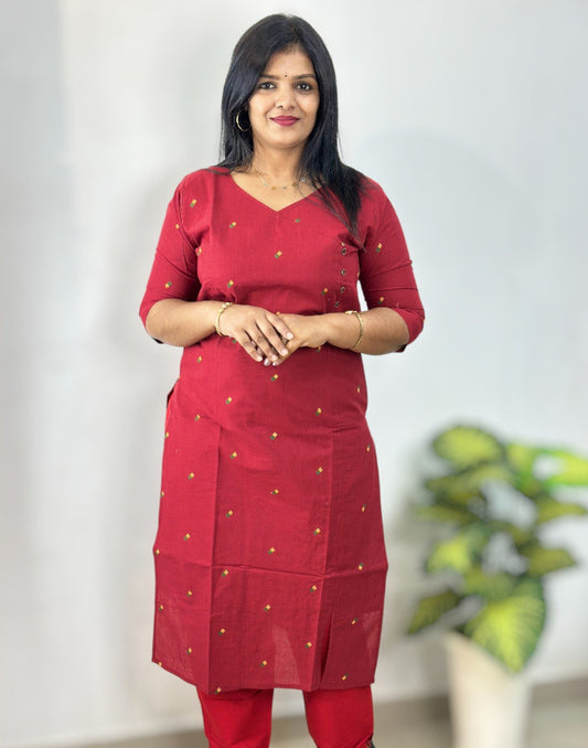 041025CK (E6551) CASUAL KURTI - Maroon