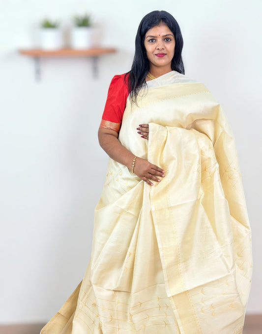 220825S (E6378) ONAM SPECIAL SAREE - Cream