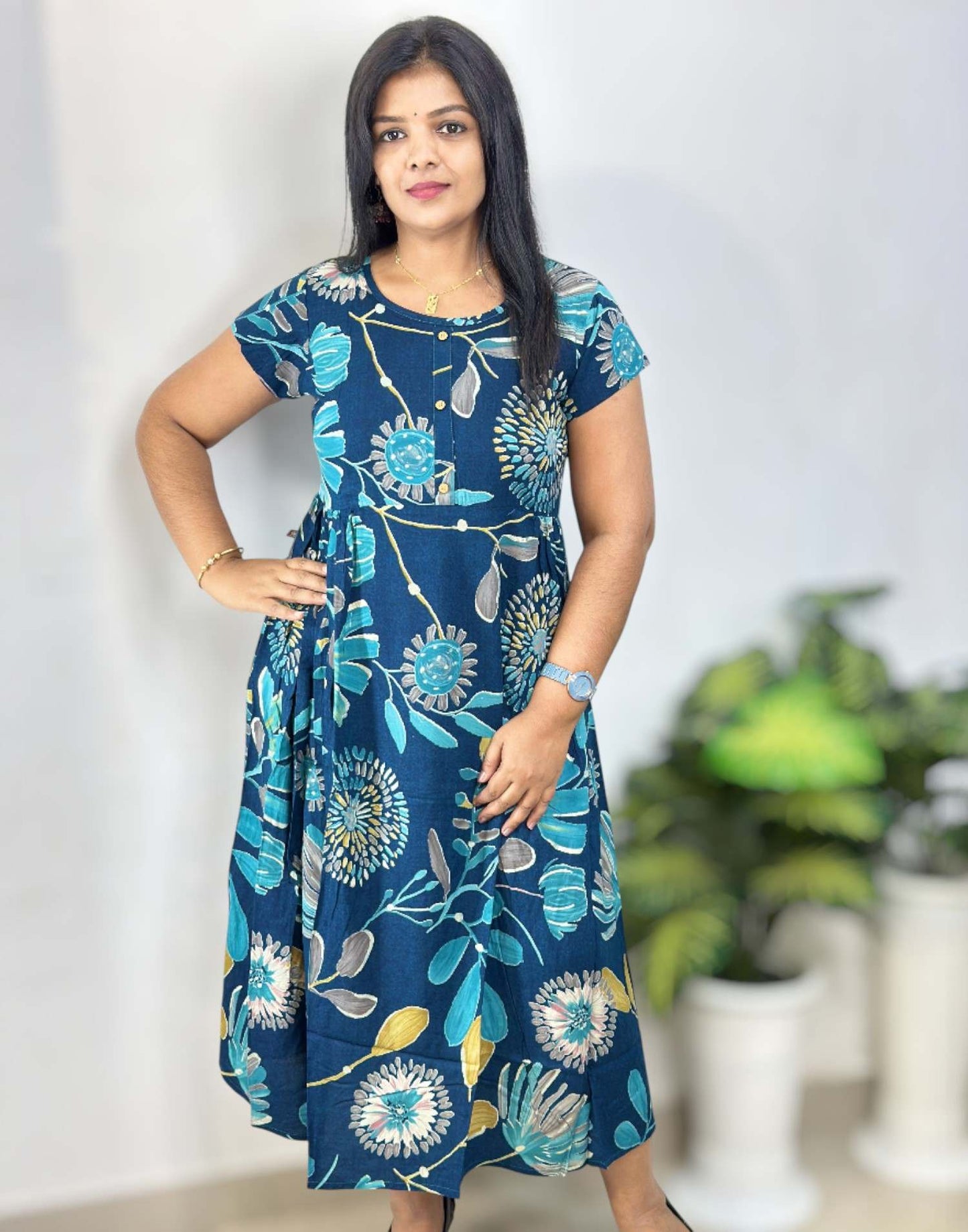 280925AK (E6518) DRESS KURTI - Peacock Blue