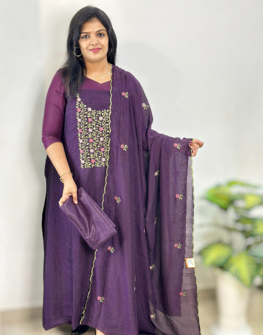 180925ML (E6243-6485) UN-STITCHED SETS - Dark Purple
