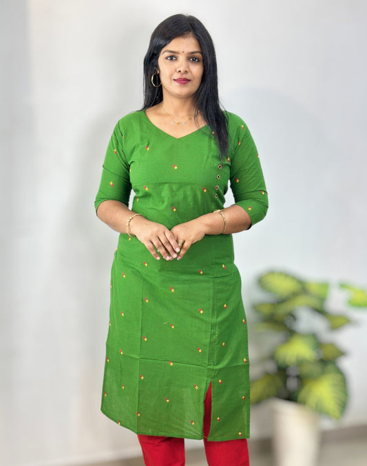 041025CK (E6551) CASUAL KURTI - Green