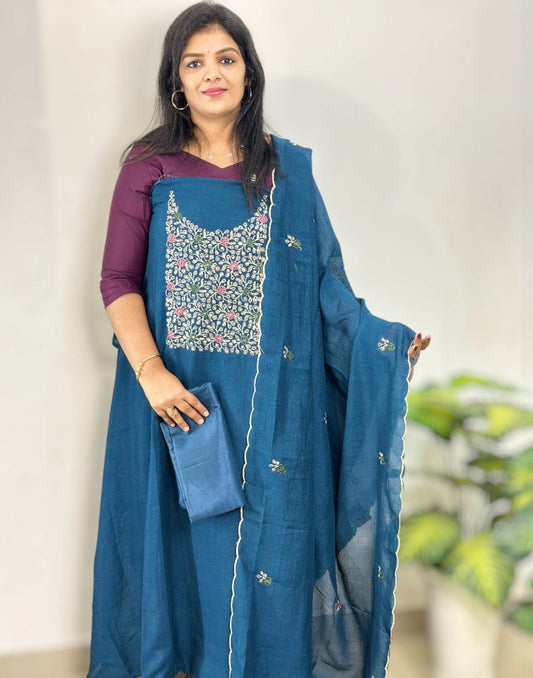 180925ML (E6243-6485) UN-STITCHED SETS - Peacock Blue