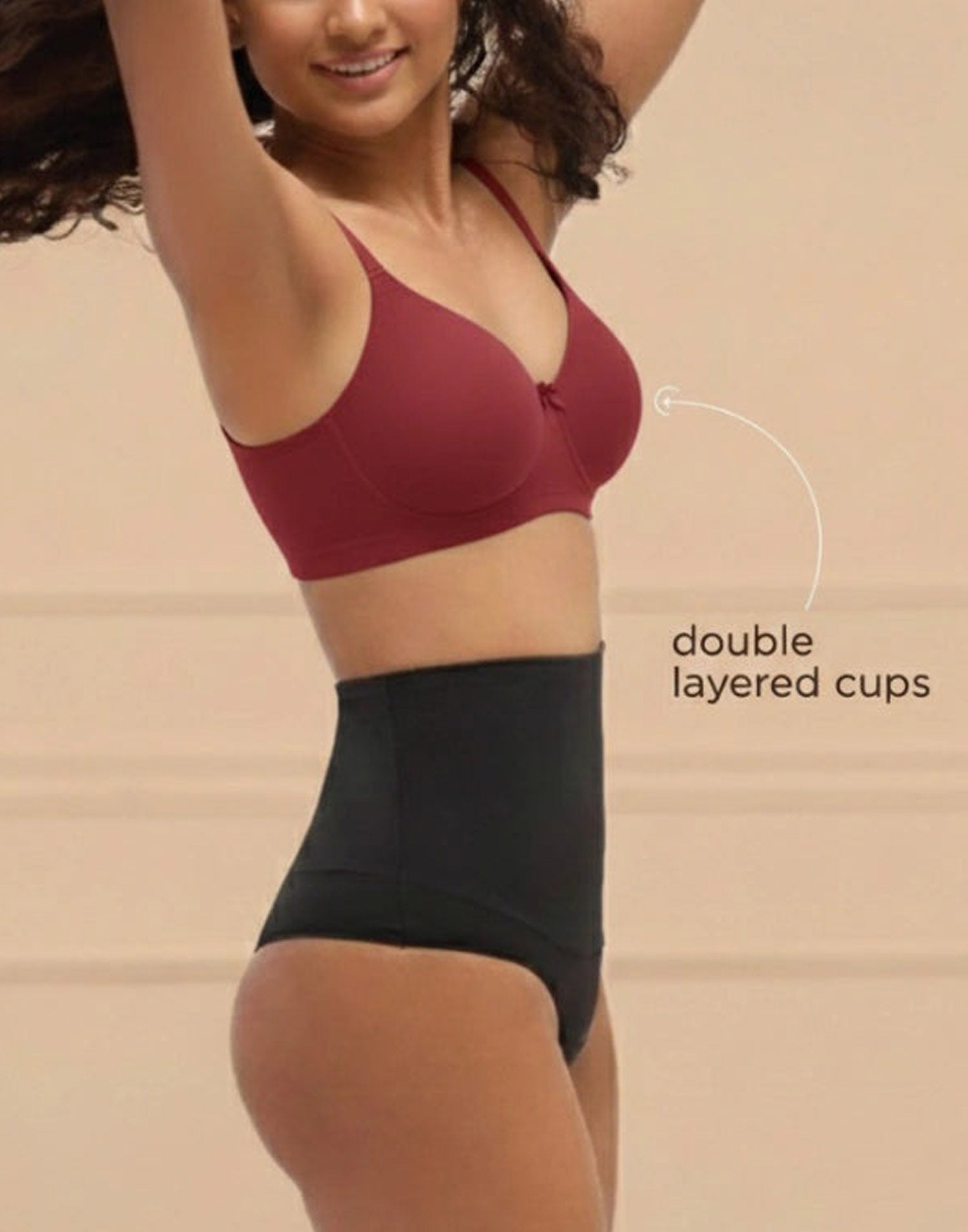 NON PADDED T-SHIRT BRA BLOSSOM ESSENTIAL RED WINE E3179 210625BR - ELENTRA DESIGNS BY NIMI HEINS