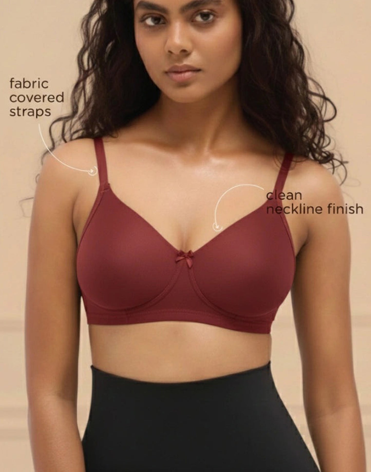 NON PADDED T-SHIRT BRA BLOSSOM ESSENTIAL RED WINE E3179 210625BR - ELENTRA DESIGNS BY NIMI HEINS