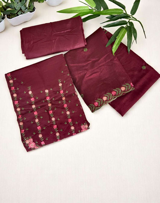 SALWAR SUITS UN-STITCHED BROWN E5351 270525ML - ELENTRA DESIGNS BY NIMI HEINS