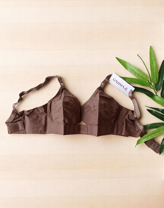250525BR (E2748) VISMAY COTTON ROUND STITCH BRA - Brown B