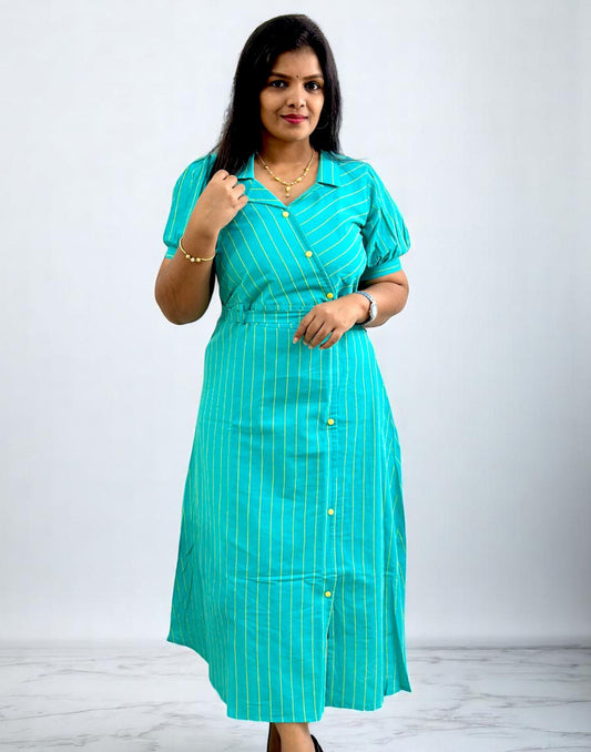 060525M (E6064) COTTON DRESSES - Sea Green