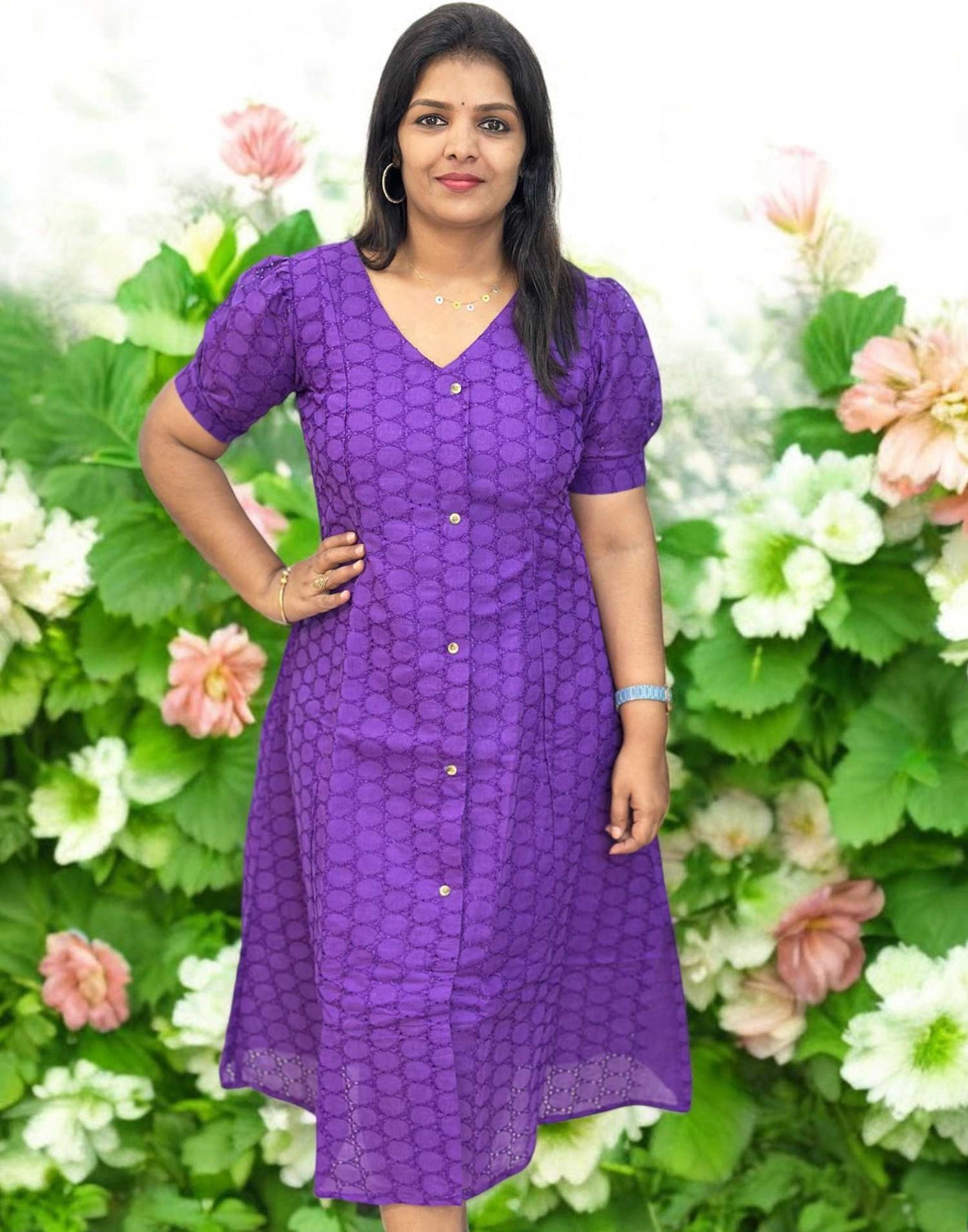 181224C (E4419) TRENDY KURTI - Purple Violet