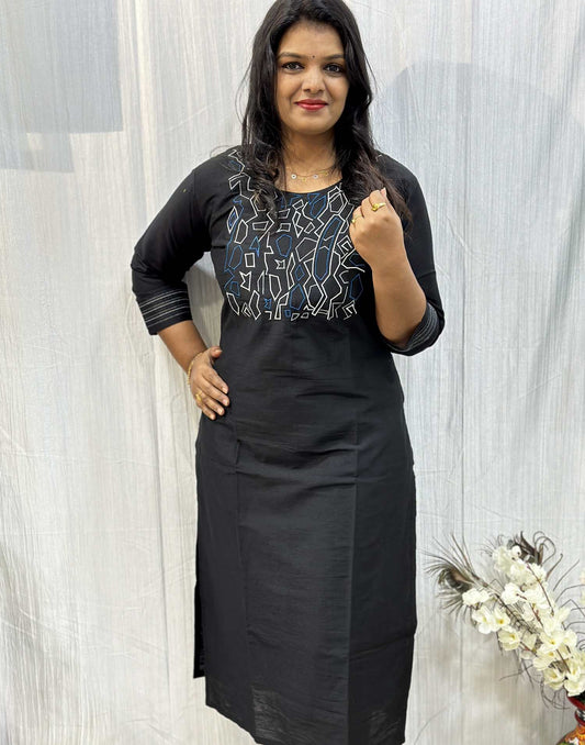 Anarkali Kurta Set Pure Cotton Black Solid Kurta With Trousers & Dupatta  Indian Dress Flared Anarkali Kurti Dress Indian Wedding - Etsy | Plain kurti  designs, Indian fashion dresses, Kurta designs women