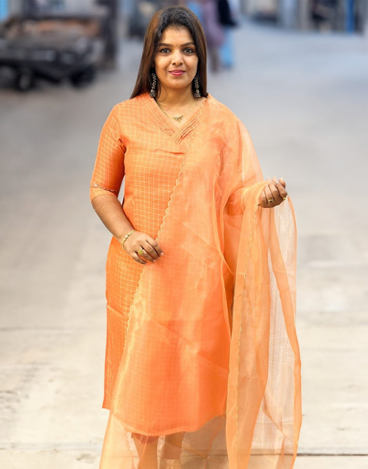 130624 (E2936) - KURTI with DUPATTA - Dusty Orange