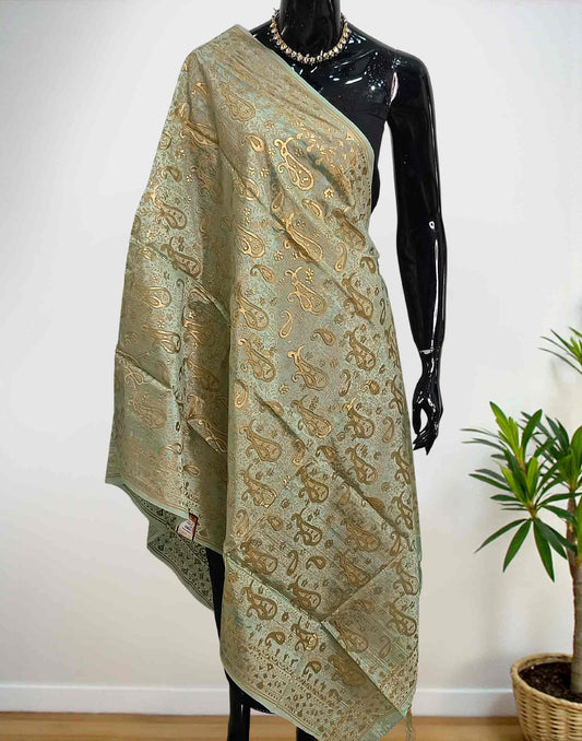 PRINTED DUPATTA PASTEL GREEN E6275 290126D - ELENTRA DESIGNS BY NIMI HEINS
