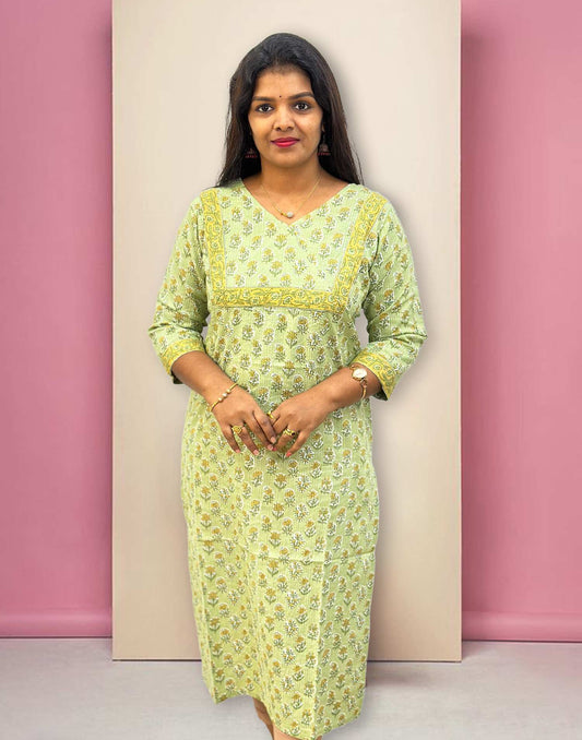 070224 (E3110) SLITTED KURTI - Green