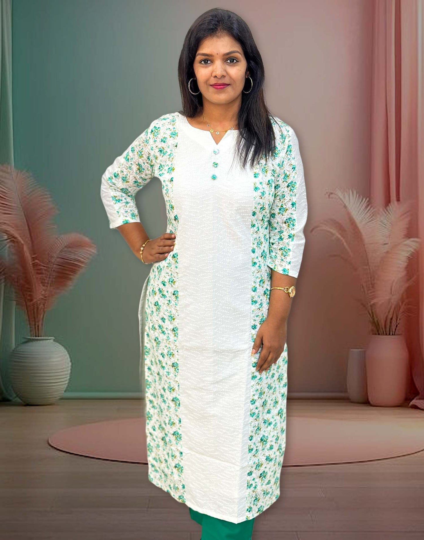 041124C CHRISTMAS SPECIAL KURTI (Pre-Booking) - Sea Green