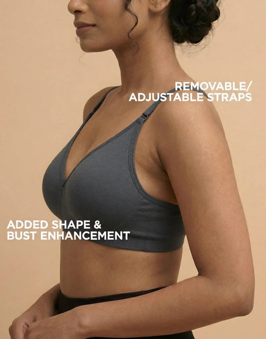 PADDED BRA BLOSSOM WELL MOULD CHARCOAL MELANGE E2069 210626BR