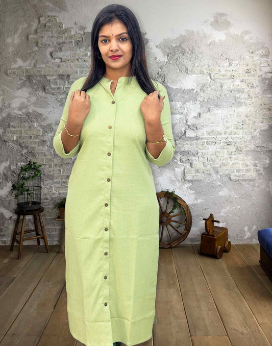 110924D (E4256) STRAIGHT CUT  KURTI - Pista Green