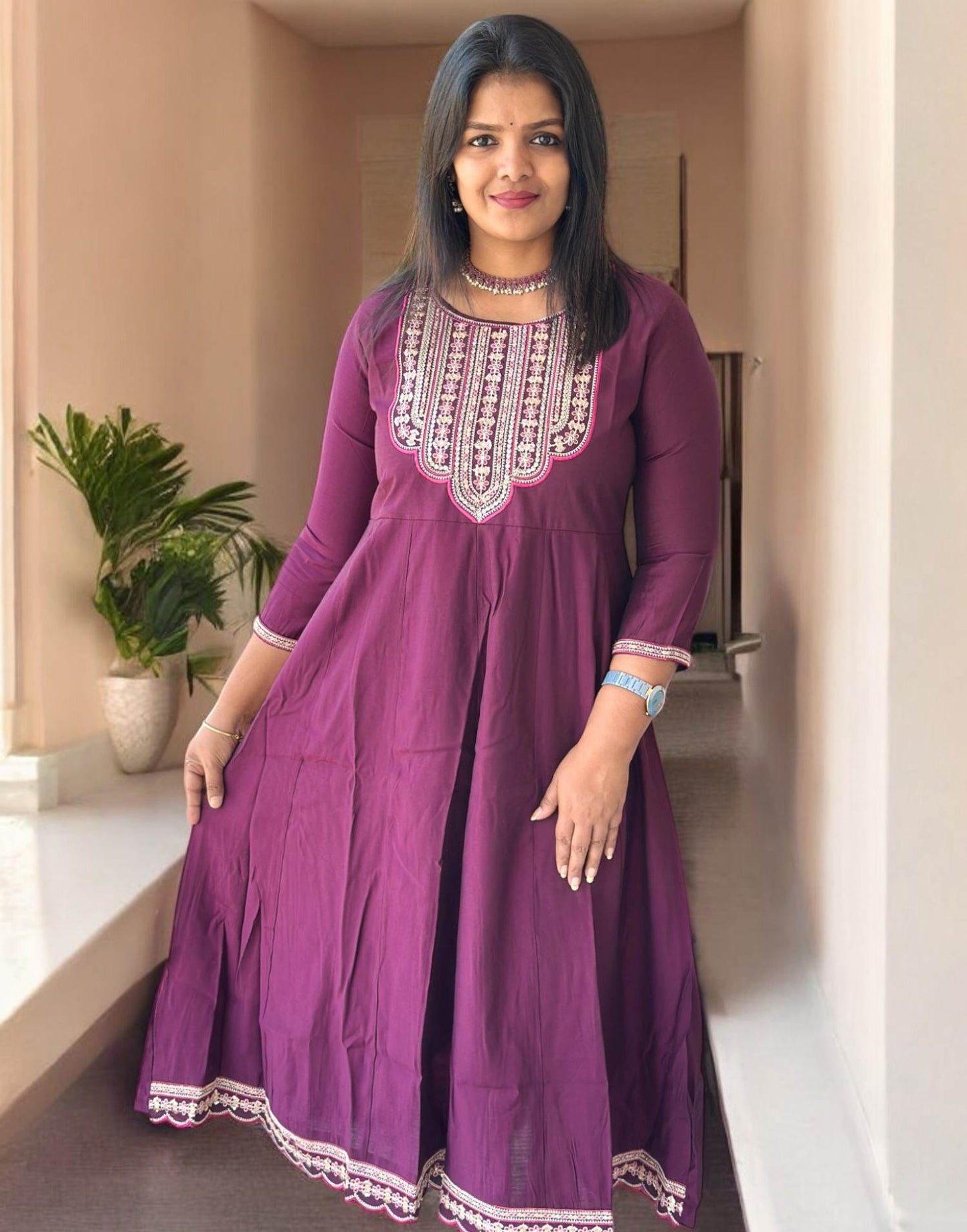 210225Q (E5371) ANARKALI KURTI - Dark Wine