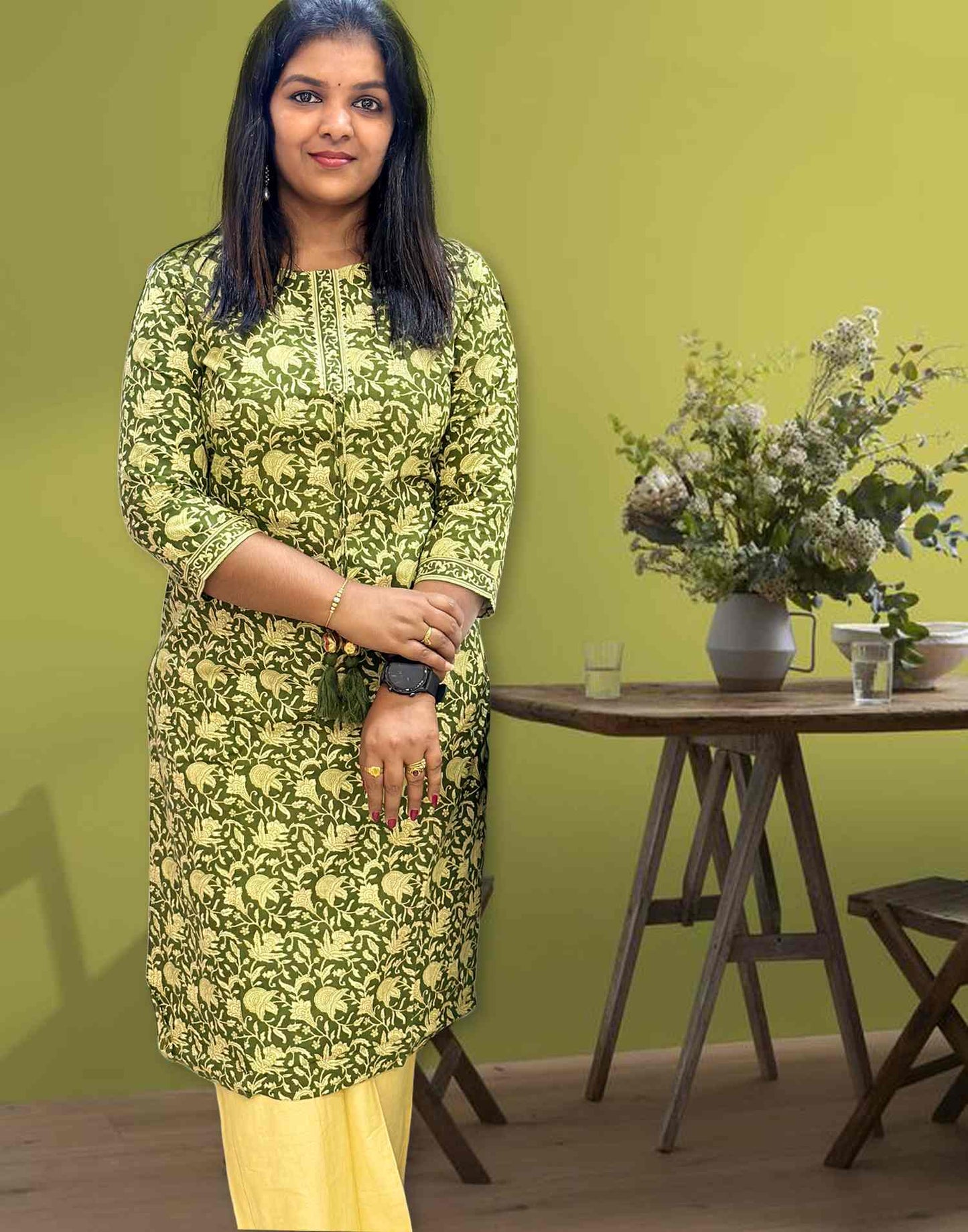 200724A (E2171) OFFER ZONE KURTI SET - Green