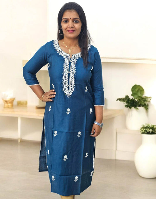 200125A (E4431) BUDGET BUY SEMI PARTYWEAR - Peacock Blue