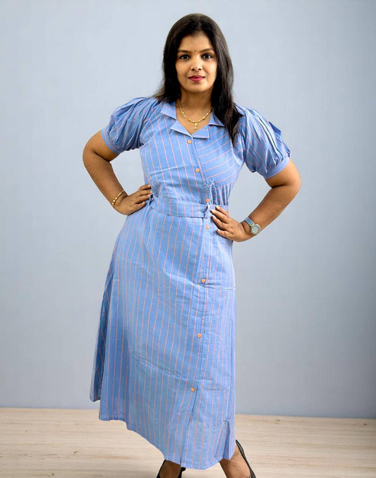 060525M (E6064) COTTON DRESSES - Conflower Blue