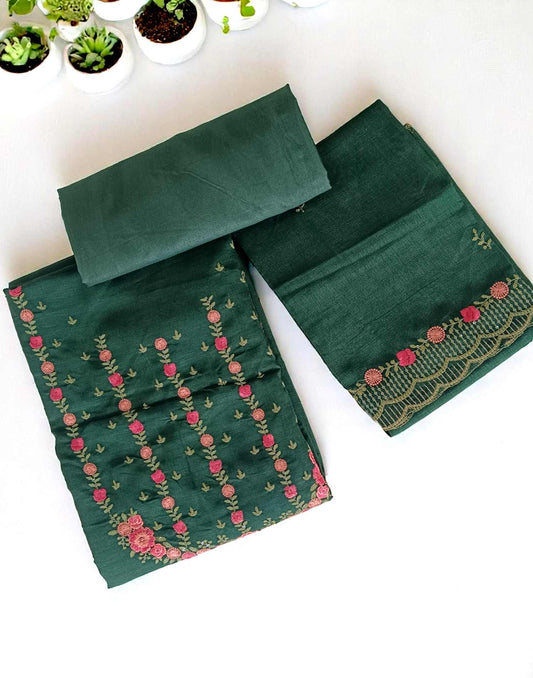 270525ML (E5351) UN-STITCHED SETS - Dark Green