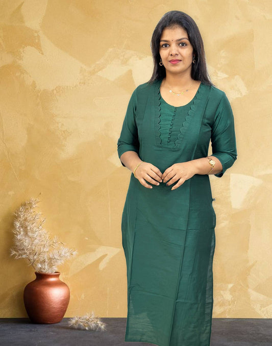 220524A (E3845) PATTERN KURTI - Emarald Green