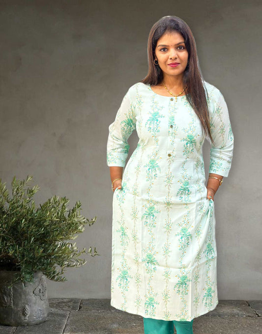 051223 (E3019) PREMIUM KURTI SET - Sea Green