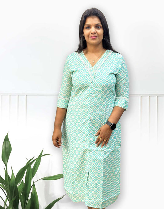 270923 (E2919) SLITTED KURTI - Sea Green