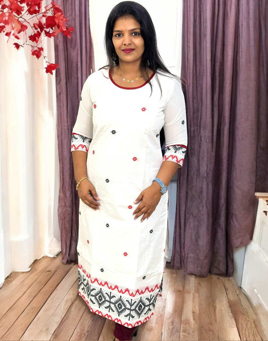 100325V (E5398) NEW ARRIVAL - White n Maroon