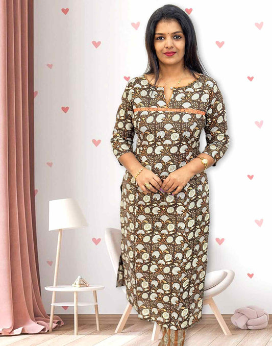 220724C (E3941) BUDGET FRIENDLY KURTI SET - Brown