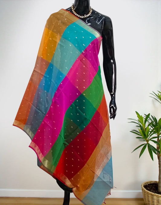 SEMI SILK DUPATTA MULTY E6461 290126D - ELENTRA DESIGNS BY NIMI HEINS