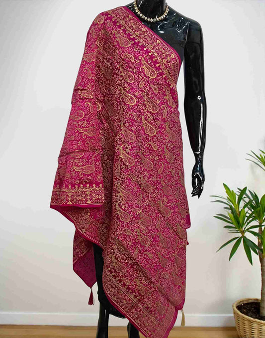 PRINTED DUPATTA HOT PINK E6275 290126D - ELENTRA DESIGNS BY NIMI HEINS
