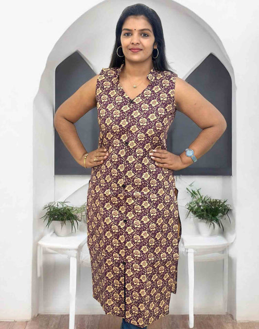 260325O (E5456) CASUAL SLITTED KURTI - Purple Violet