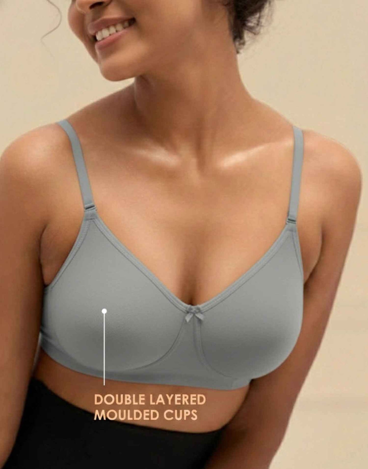 NON PADDED BRA BLOSSOM T-SHIRT BRA PIGEON GRAY E3006 210625BR