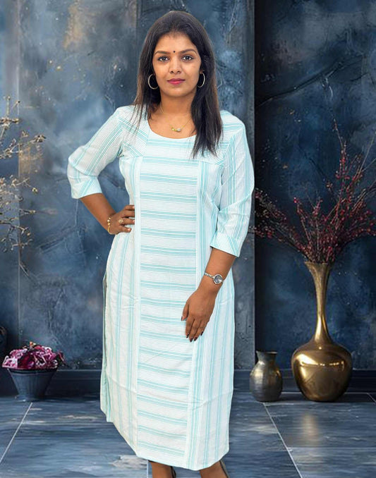 211124C (E4322) CASUAL SLITTED KURTI - Baby Blue