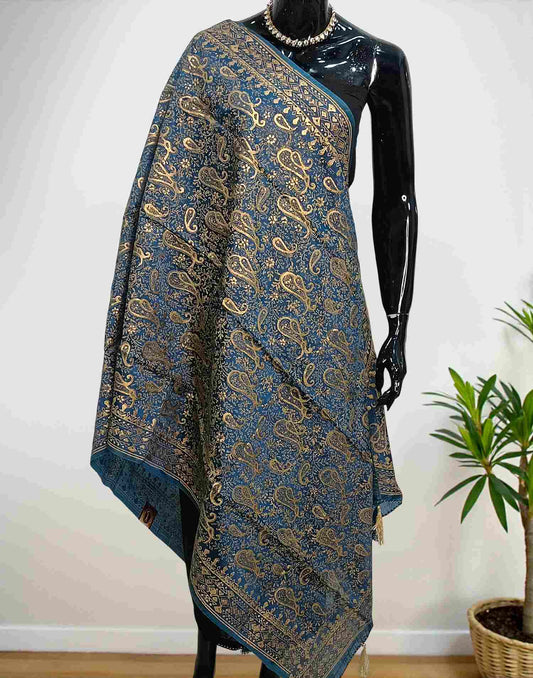 PRINTED DUPATTA PEACOCK BLUE E6275 290126D - ELENTRA DESIGNS BY NIMI HEINS