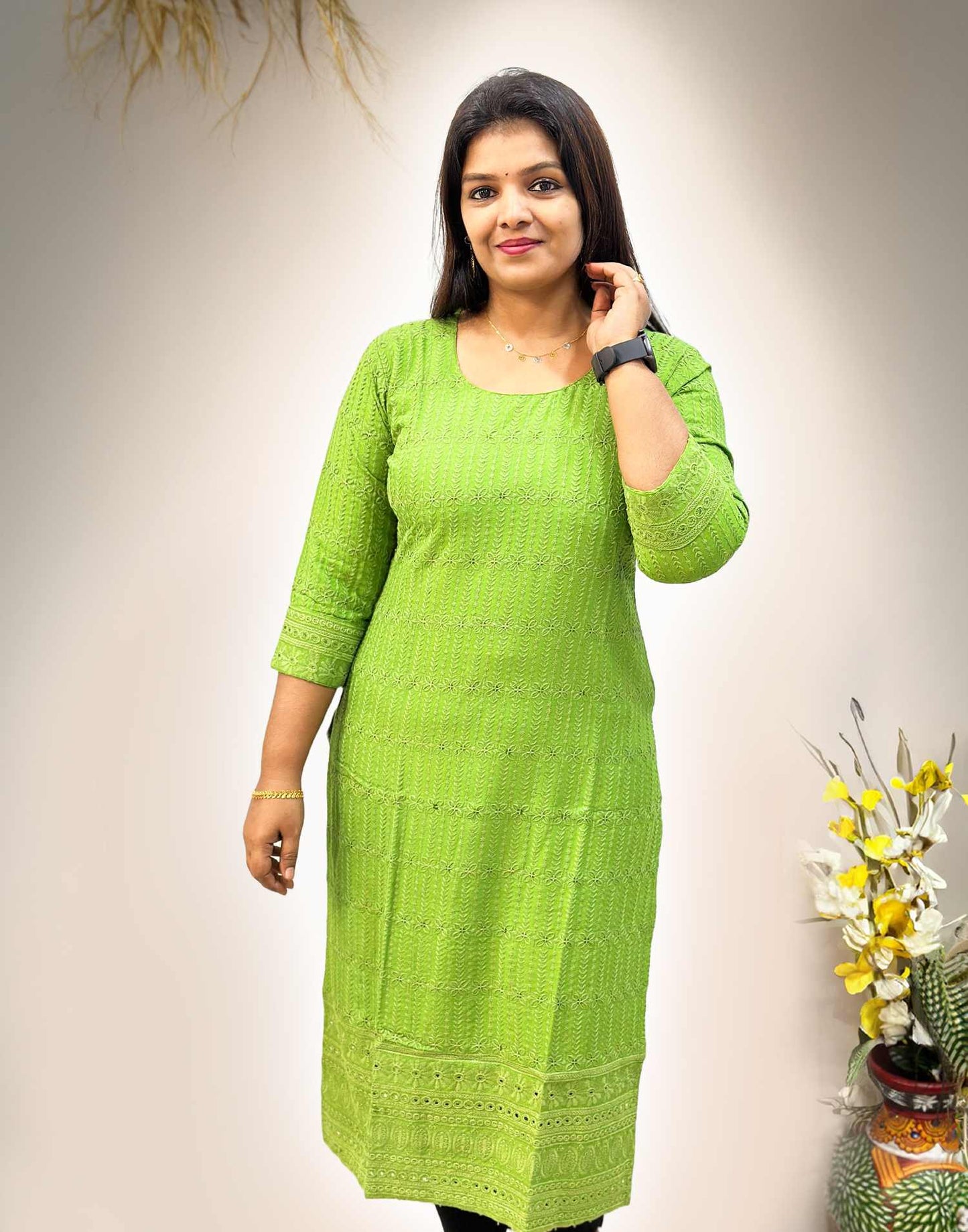 GOMED FASHION Parrot Green Rayon Kurti with Pant and Dupatta at Rs  1199/piece in Bengaluru