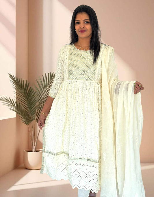 READY TO WEAR PREMIUM OFF WHITE n GREEN DOT E5335 180225RW - ELENTRA DESIGNS BY NIMI HEINS