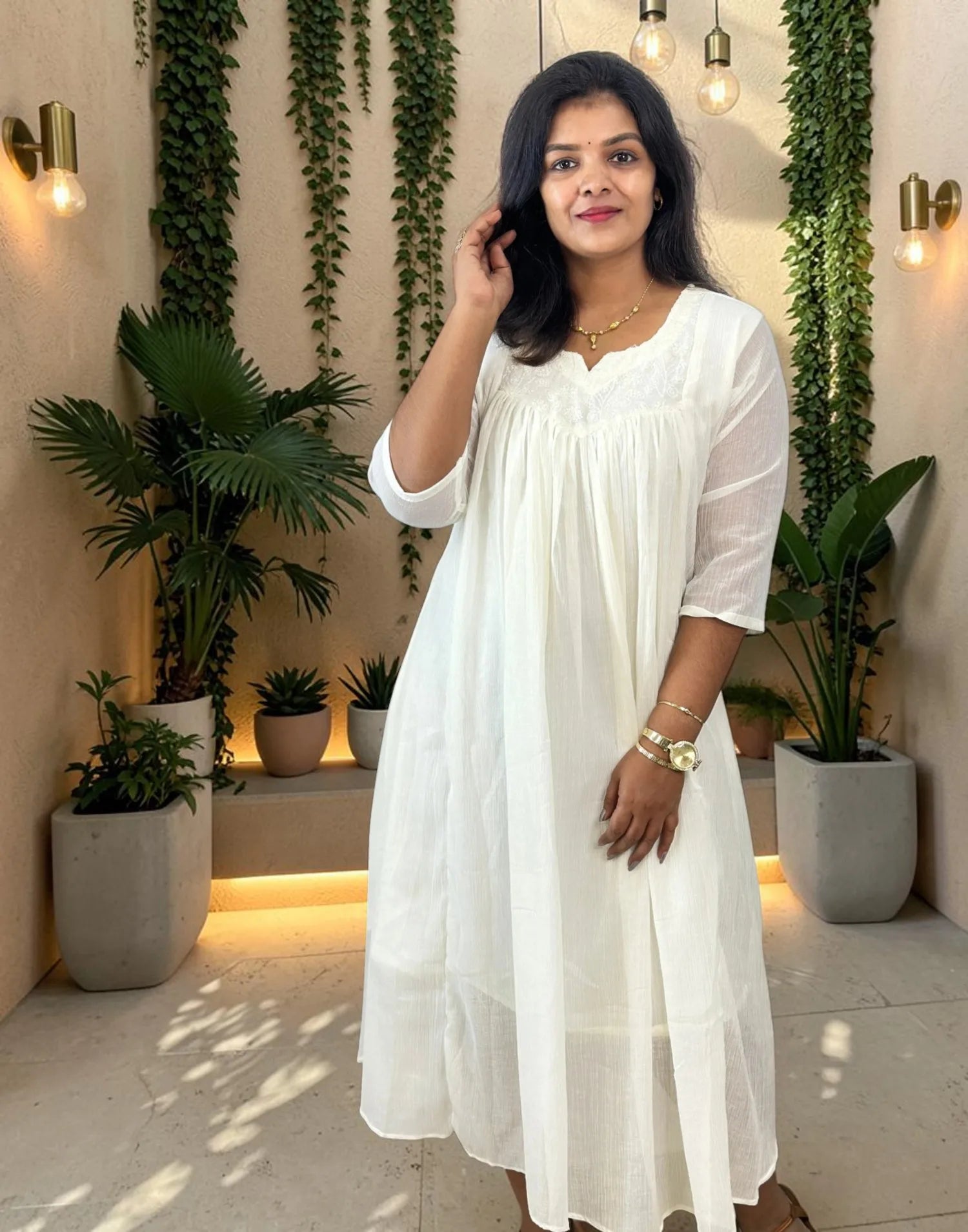 DRESSES A-LINE MILKY WHITE E7282 270826AD - ELENTRA DESIGNS BY NIMI HEINS