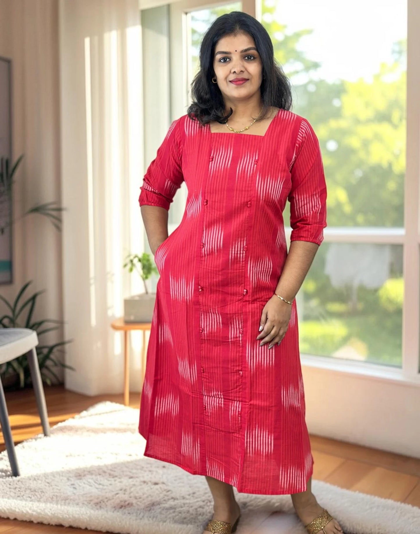 KURTIS A-LINE SAFFRON RED E7251 210826AK